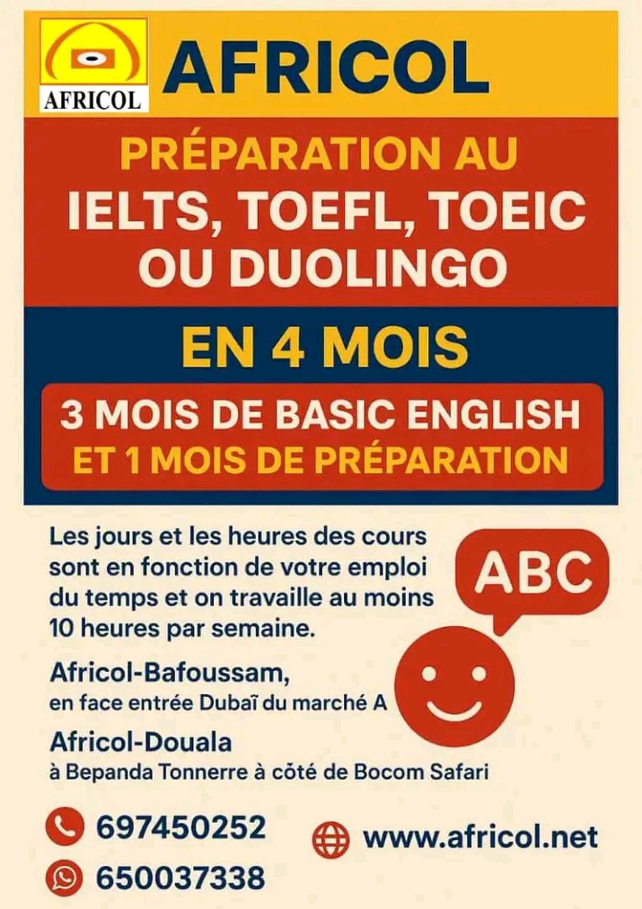 Préparation au ielts, toefl, toeic, duolingo 